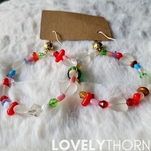 VANESSA MOONEY // ltd ed multi-colored/shaped beach glass & gold bead hoops